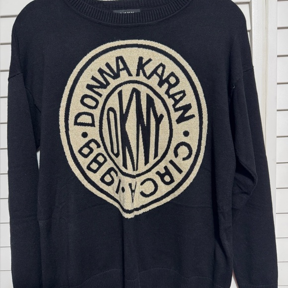 DKNY Black and Cream Logo Sweater - Picture 1 of 3